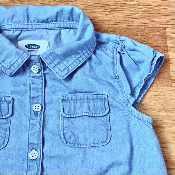 OLD NAVY girls chambray tie-front top - Picture 2 of 7